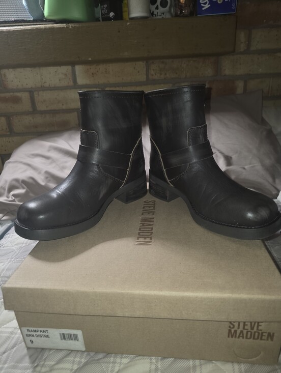 Steve Madden Shoes - Steve Madden Dark Brown Leather Strap Ankle Booties